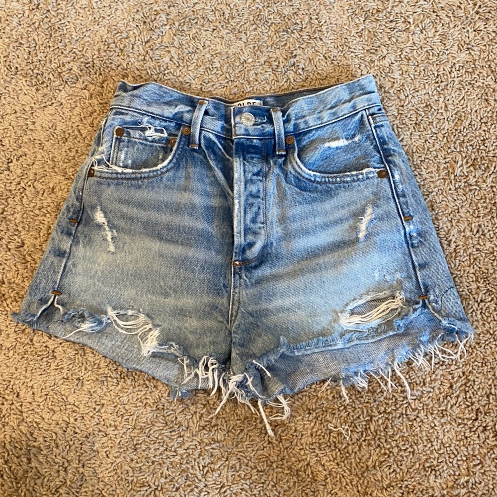Agolde, size 23, high waisted blue jean shorts